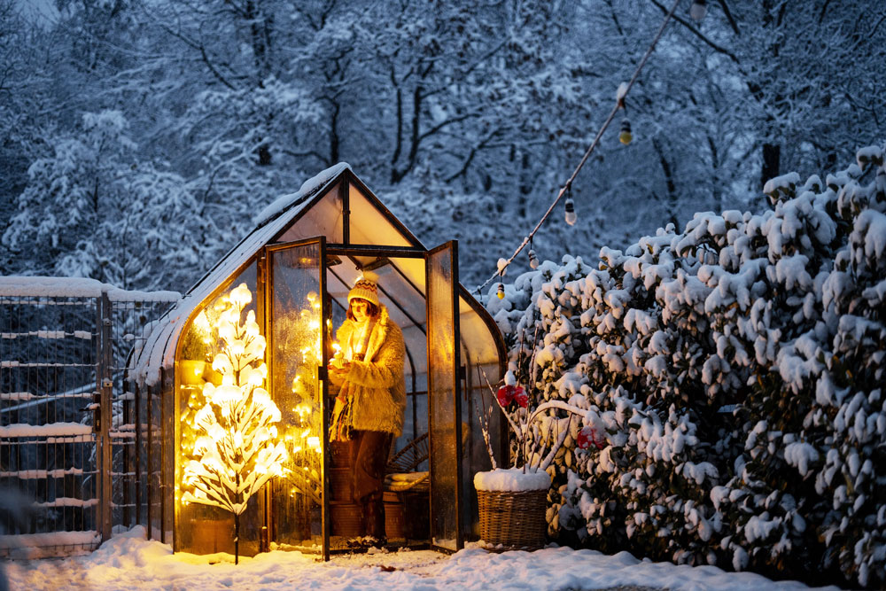 Теплица под снегом зимой